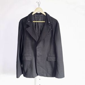 Dirk Bikkembergs Vintage Black Wool Blend Coat Jacket Mens Size Large Military